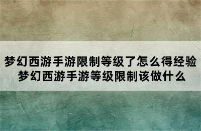 梦幻西游手游限制等级了怎么得经验 梦幻西游手游等级限制该做什么